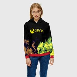 Толстовка-худи женская Xbox game flame, цвет: 3D-красный — фото 2