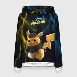 Толстовка-худи женская Покемон: детектив Пикачу, цвет: 3D-белый