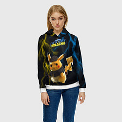 Толстовка-худи женская Покемон: детектив Пикачу, цвет: 3D-белый — фото 2