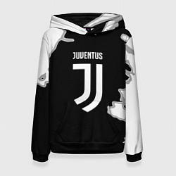 Толстовка-худи женская Juventus fc краски, цвет: 3D-черный
