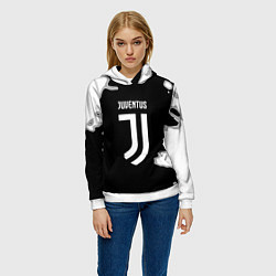 Толстовка-худи женская Juventus fc краски, цвет: 3D-белый — фото 2
