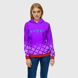 Толстовка-худи женская Ghost of Tsushima neon samurai, цвет: 3D-красный — фото 2