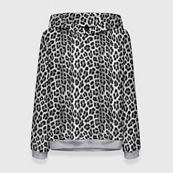 Толстовка-худи женская Черно-белая шкура леопарда, цвет: 3D-меланж