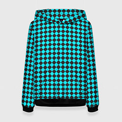 Толстовка-худи женская Паттерн клеточка, цвет: 3D-черный