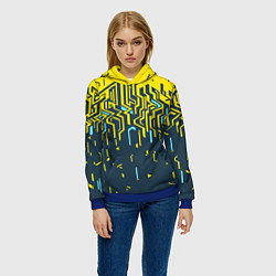Толстовка-худи женская Яркий абстрактный геометрический рисунок для спорт, цвет: 3D-синий — фото 2