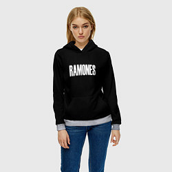 Толстовка-худи женская Ramones white logo, цвет: 3D-меланж — фото 2