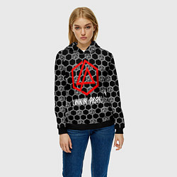 Толстовка-худи женская Linkin park logo pattern, цвет: 3D-черный — фото 2