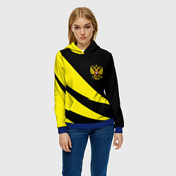 Толстовка-худи женская Россия текстура жёлтый, цвет: 3D-синий — фото 2
