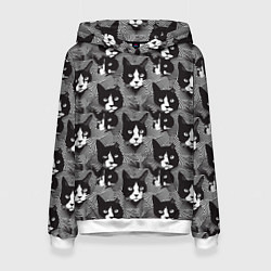 Толстовка-худи женская Коты в оптической иллюзии, цвет: 3D-белый