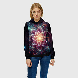 Толстовка-худи женская Красочный цветок из фрактала, цвет: 3D-черный — фото 2