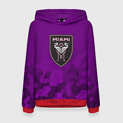 Толстовка-худи женская Inter Miami logo pattern, цвет: 3D-красный