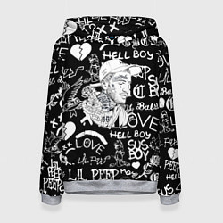Толстовка-худи женская Lil Peep pattern автографы лого, цвет: 3D-меланж