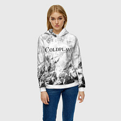 Толстовка-худи женская Coldplay white graphite, цвет: 3D-белый — фото 2