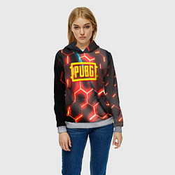 Толстовка-худи женская PUBG соты броня, цвет: 3D-меланж — фото 2