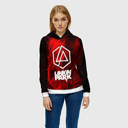Толстовка-худи женская Linkin park fire flower, цвет: 3D-белый — фото 2