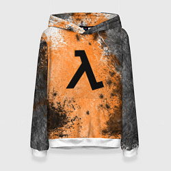 Толстовка-худи женская Half life оранжевые краски, цвет: 3D-белый