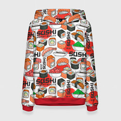 Толстовка-худи женская Суши высочайшего качества, цвет: 3D-красный