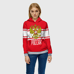 Толстовка-худи женская Герб Российской Федерации, цвет: 3D-меланж — фото 2