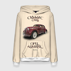 Толстовка-худи женская Классические автомобиль 1939 года Opel Admiral, цвет: 3D-белый