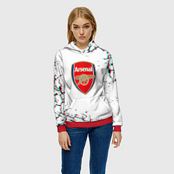 Толстовка-худи женская Arsenal fc текстура, цвет: 3D-красный — фото 2