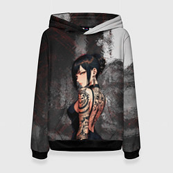 Толстовка-худи женская Татуированная брюнетка, цвет: 3D-черный