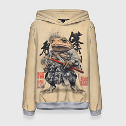 Толстовка-худи женская Жаба самурай - japan aesthetic, цвет: 3D-меланж