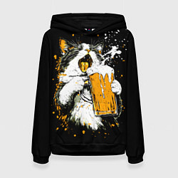 Женская толстовка Кот поет под пиво