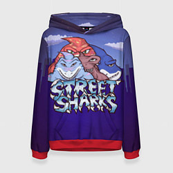 Толстовка-худи женская Street sharks - Городские Уличные Акулы, цвет: 3D-красный