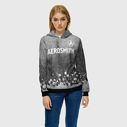 Толстовка-худи женская Aerosmith - grey gradient посередине, цвет: 3D-черный — фото 2