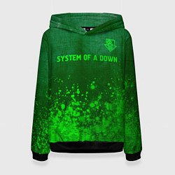 Толстовка-худи женская System of a Down - green gradient посередине, цвет: 3D-черный