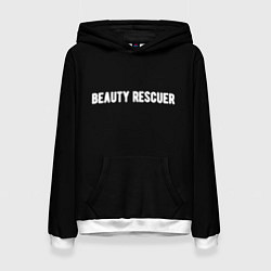 Толстовка-худи женская Beauty rescuer спасатель красоты, цвет: 3D-белый