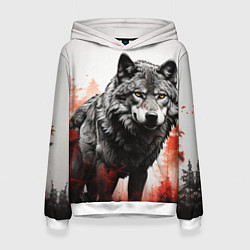 Женская толстовка Одинокий волк среди леса