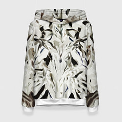 Толстовка-худи женская Black and white abstraction, цвет: 3D-белый