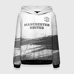 Толстовка-худи женская Manchester United - white gradient посередине, цвет: 3D-черный