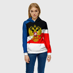 Толстовка-худи женская Спортивная геометрия герб, цвет: 3D-белый — фото 2