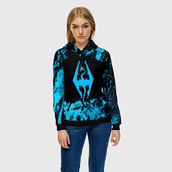 Толстовка-худи женская Skyrim краски лого, цвет: 3D-черный — фото 2