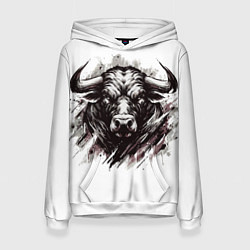 Женская толстовка Гранж - портрет быка: голова