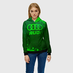 Толстовка-худи женская Audi - green gradient, цвет: 3D-черный — фото 2