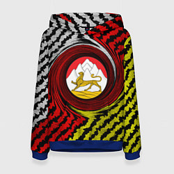 Толстовка-худи женская Осетия полоски, цвет: 3D-синий