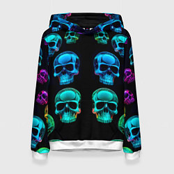 Женская толстовка Neon skulls - ai art pattern