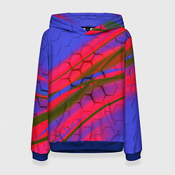 Толстовка-худи женская Неоновая броня соты, цвет: 3D-синий