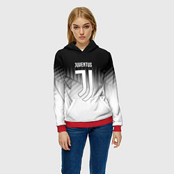 Толстовка-худи женская Ювентус геометрия, цвет: 3D-красный — фото 2