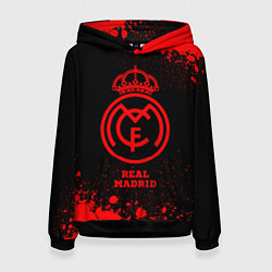 Толстовка-худи женская Real Madrid - red gradient, цвет: 3D-черный