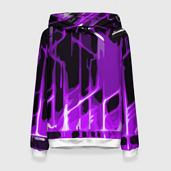 Толстовка-худи женская Abstract purple stripes on a black background, цвет: 3D-белый