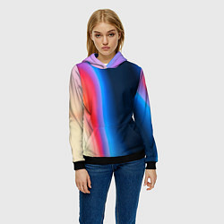 Толстовка-худи женская Неоновый градиент разводы, цвет: 3D-черный — фото 2