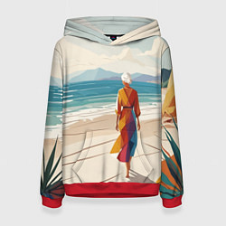 Женская толстовка Летний пейзаж с женщиной на пляже