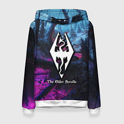Толстовка-худи женская Skyrim game steel, цвет: 3D-белый