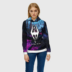 Толстовка-худи женская Skyrim game steel, цвет: 3D-белый — фото 2