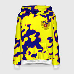 Толстовка-худи женская Российская империя камуфляж желтый, цвет: 3D-белый