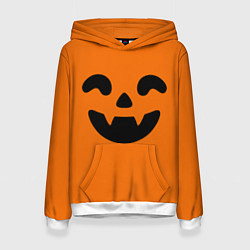 Толстовка-худи женская Весёлая тыква верх, цвет: 3D-белый